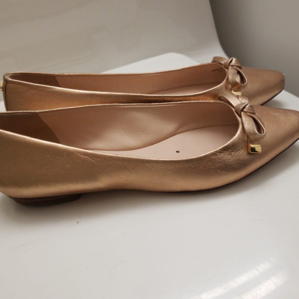 Kate Spade Leather Gold Flats